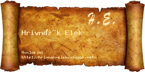 Hrivnák Elek névjegykártya